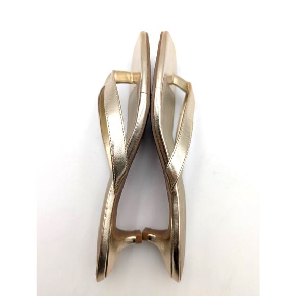 Open Edit Tori Kitten Heel Sandals Slip-On Women's Gold Size US8M EU38.5 - Picture 6 of 8